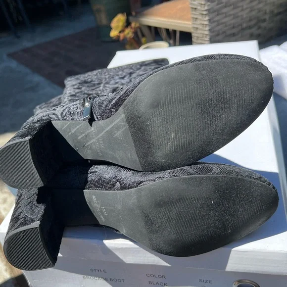 Midnight Velvet Black Boho Brocade Fabric Boots Holiday Party Romantic Chic 10M - Picture 6 of 8